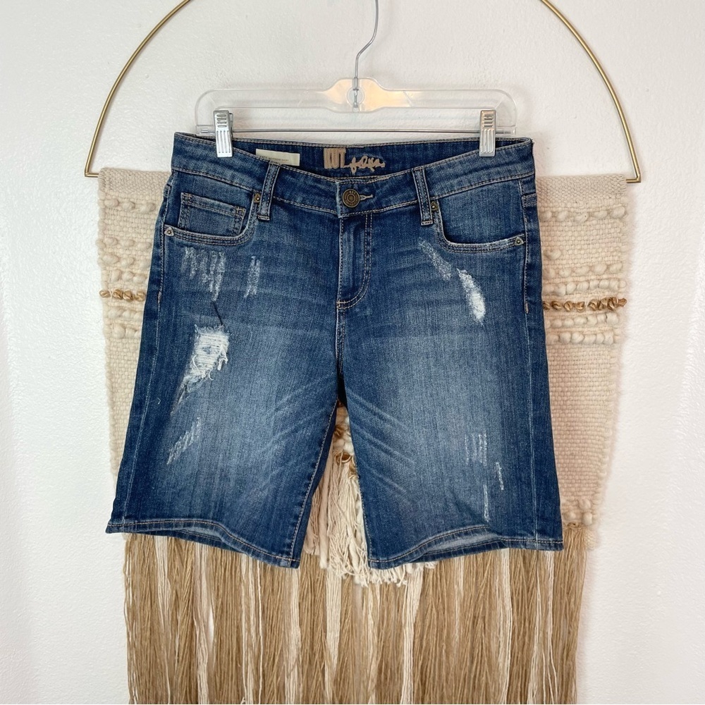 Kut From The Kloth Katy Boyfriend Distressed Denim Bermuda Shorts 6